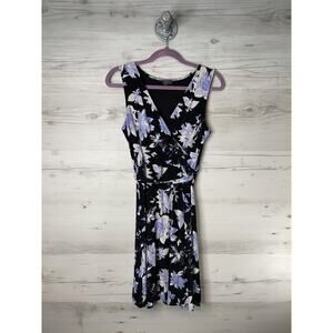Mix by 41 Hawthorn Womens Medium Black Purple Floral Wrap Dress‎ WGK70291